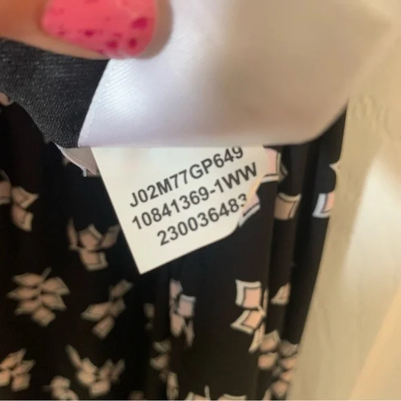 Anne Klein Sleeveless Dress w/Pockets Size 6 Lined Black w/Pink Print - Picture 9 of 11